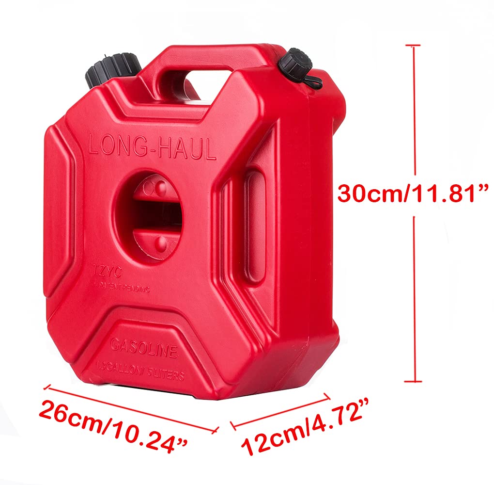 5L/1.3 Gallon Utility Jug Water Container Spare Emergency Backup Storage Can with Mounting Bracket Lock for Motorcycle SUV ATV Most Cars