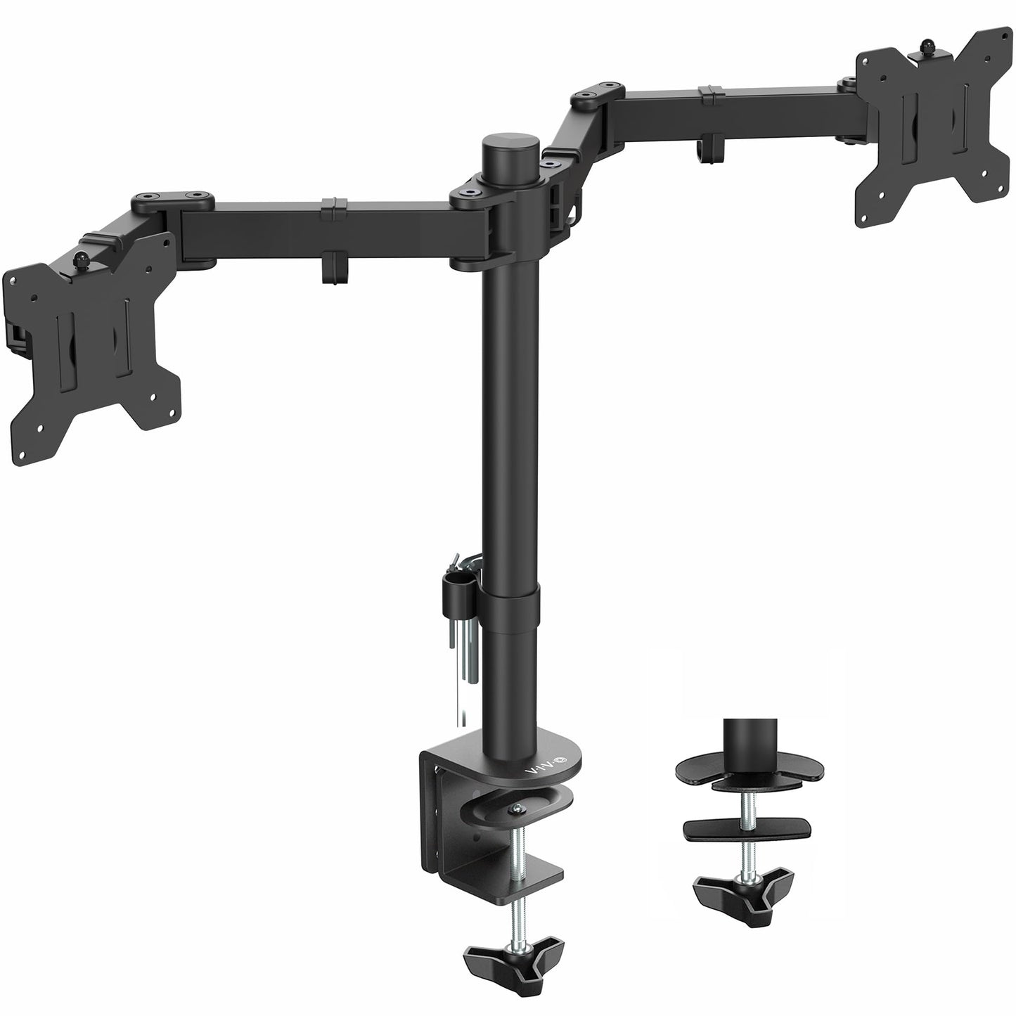 VIVO Full Motion Dual Monitor Desk Mount Clamp VESA Stand w/Double Center Arm Joint, Fits up to 34 inch Screens, STAND-V102D
