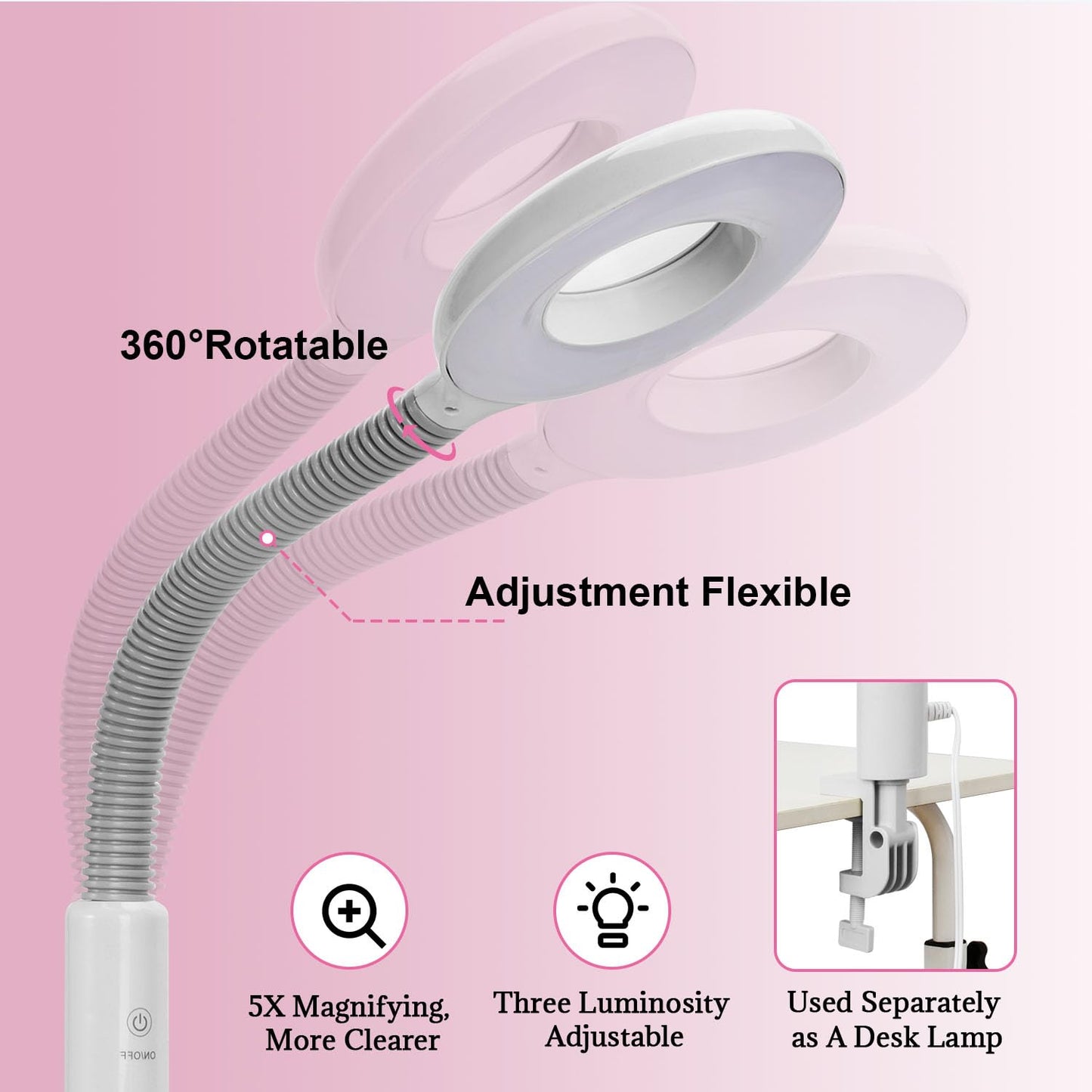 Professional Facial Steamer, 3 in 1 Facial Steamer with 5X Magnifying Lamp Hot&Cool Mist, Esthetician Steamer on Wheels, Stand Face Steamer with Time Setting for Home Salon Spa