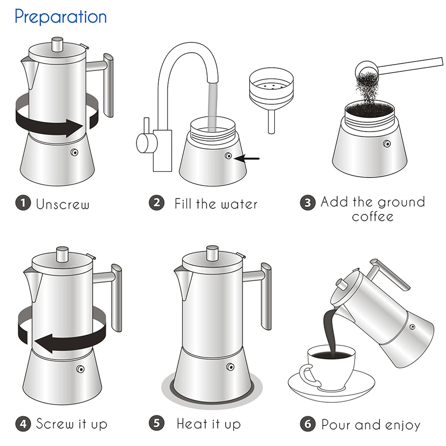 Easyworkz Diego Stovetop Espresso Maker 6Cup 300ml Stainless Steel Italian Coffee Machine Maker Induction Moka Pot