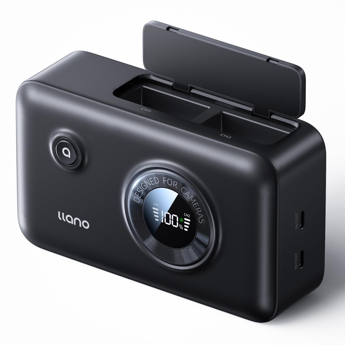 llano 2-in-1 NP-W126S Dual Fast Camera Battery Charger with Built-in 12400mAh Power Bank, PD 20W USB-C Charging, Compatible with Fujifilm NP-W126S NP-W126 X100VI X100V XT30II XT30 XS10 XT3 XT2 XT1