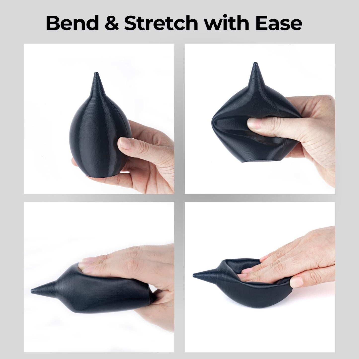 Siraya Tech Flex TPU Filament - 85A Shore, ISO 10993, High Flexibility & Toughness, High Flow & Speed, Easy to Print, Moisture-Resistant Aluminum Bag - Ideal for Footwear, Protective Gear (Black, 1kg)