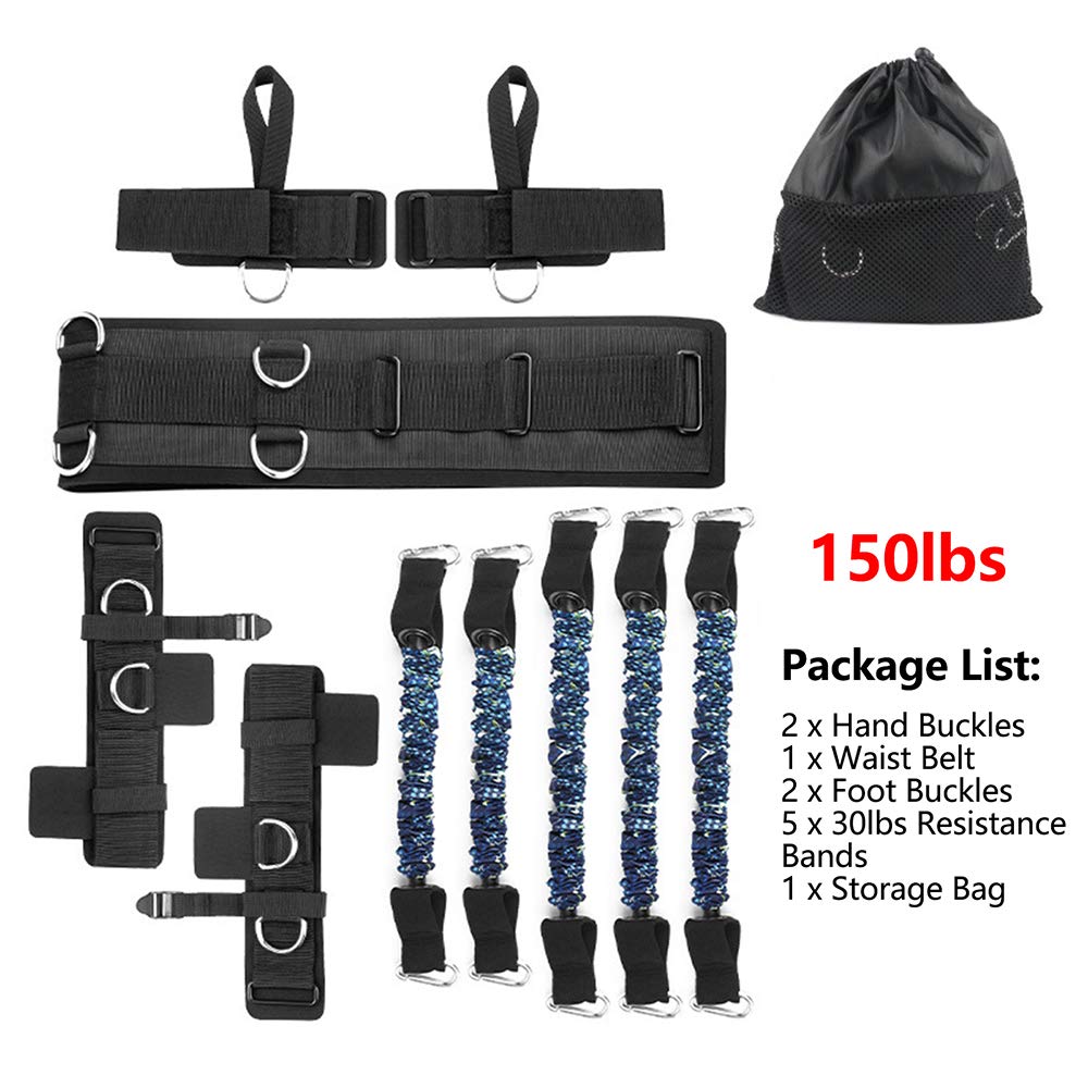 SFEEXUN Boxing Resistance Bands Set for Speed and Agility, Workout Band Ankle Exercise Bands Legs Ankle Straps for Resistance Training Enhance Explosive Power (Blue-150lbs)