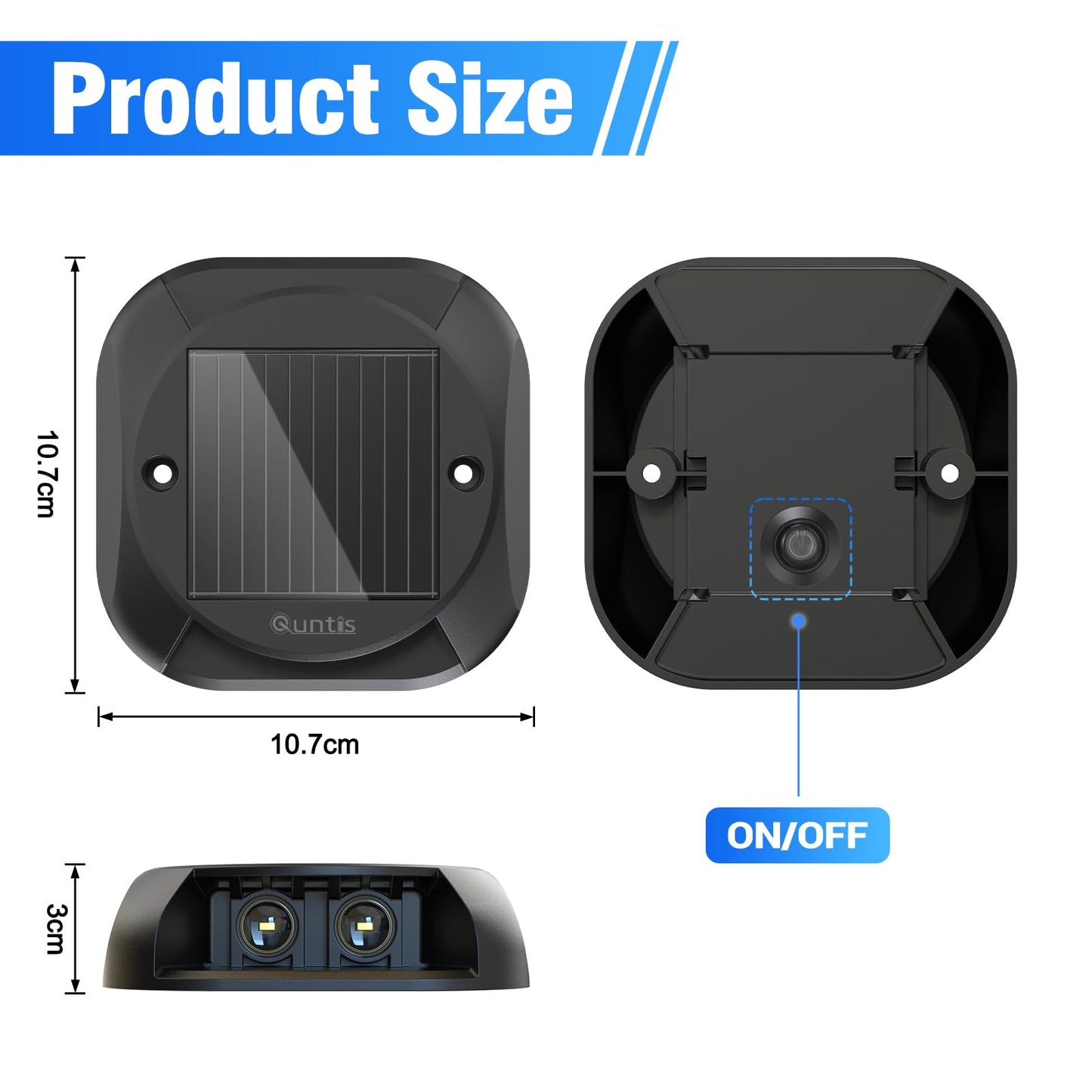 Quntis 10PCS Solar Lights Outdoor, Two-Way Dusk to Dawn Solar Deck Lights Outdoor, IP65 Waterproof Solar Dock Lights, 500M High Visibility Pathway Light for Step Driveway Garden Walkway,Warm White