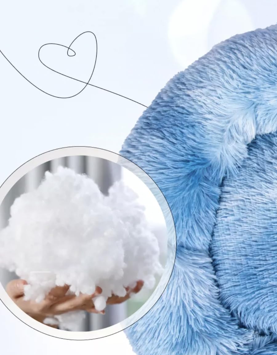 Cat Beds for Indoor Cats, Dog Beds for Small Dogs, Fluffy Plush Cat Bed Washable, Anti Anxiety Calming Dog Beds, Round Faux Fur Pet Bed up to 25lbs