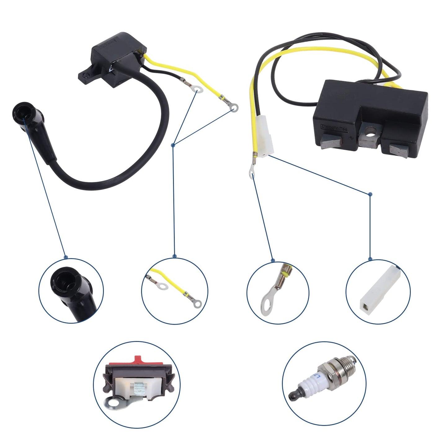 501516201 Ignition Coil Module Kit for Husqvarna 61 66 162 266 266XP 266SE Jonsered 630 670 Replace Chainsaw Part Number for 501546201 501517201 501617201