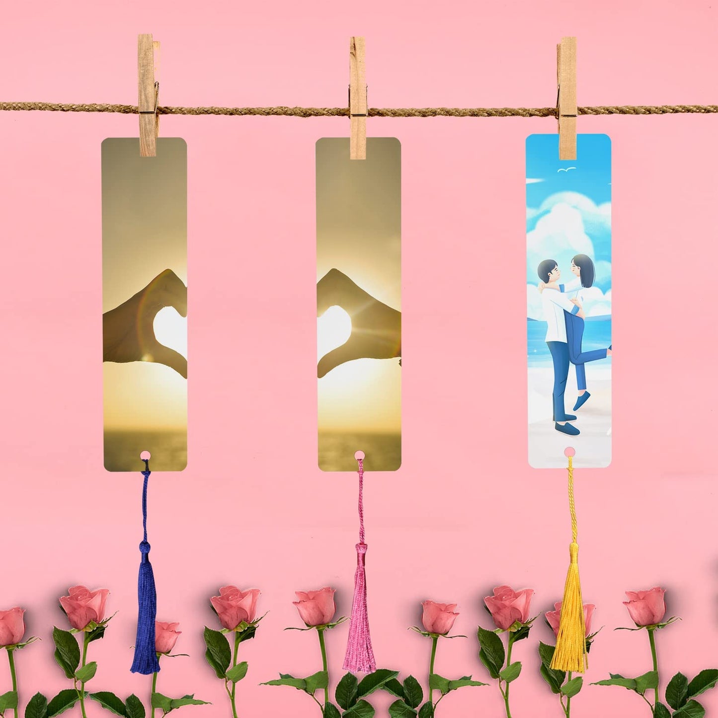 50 Pcs Sublimation Bookmark Blank Heat Transfer Aluminum Metal Bookmarks Bulk DIY Bookmarks with Hole and Colorful Tassels for Crafts,Personalized Tassels Blank Bookmark