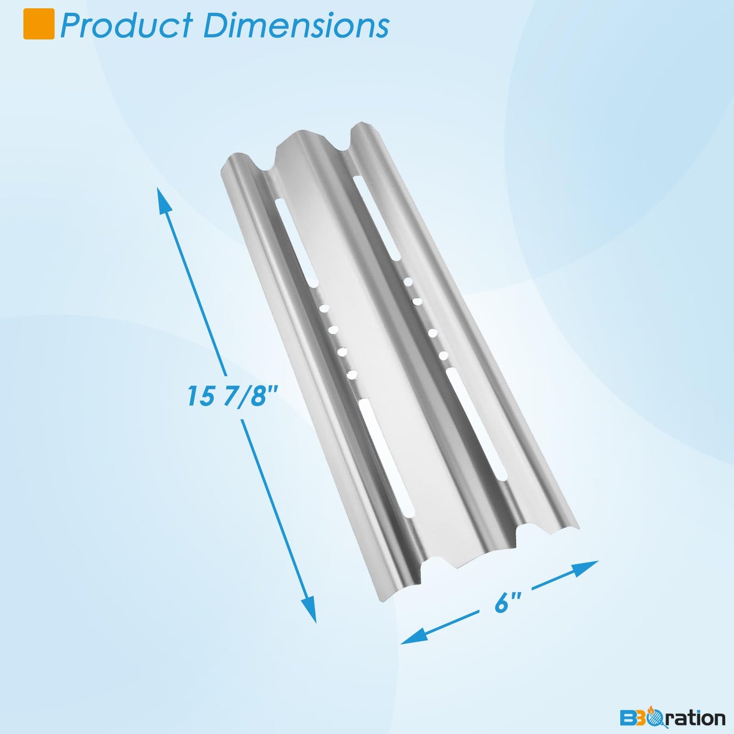 BBQration 4-Pack 15 7/8" Grill Heat Shield Plates Replacement Parts for Broil Mate, Broil King Baron, Huntington Barbecue Gas Grills, BBQ Heat Shield for Broil King BBQ Parts