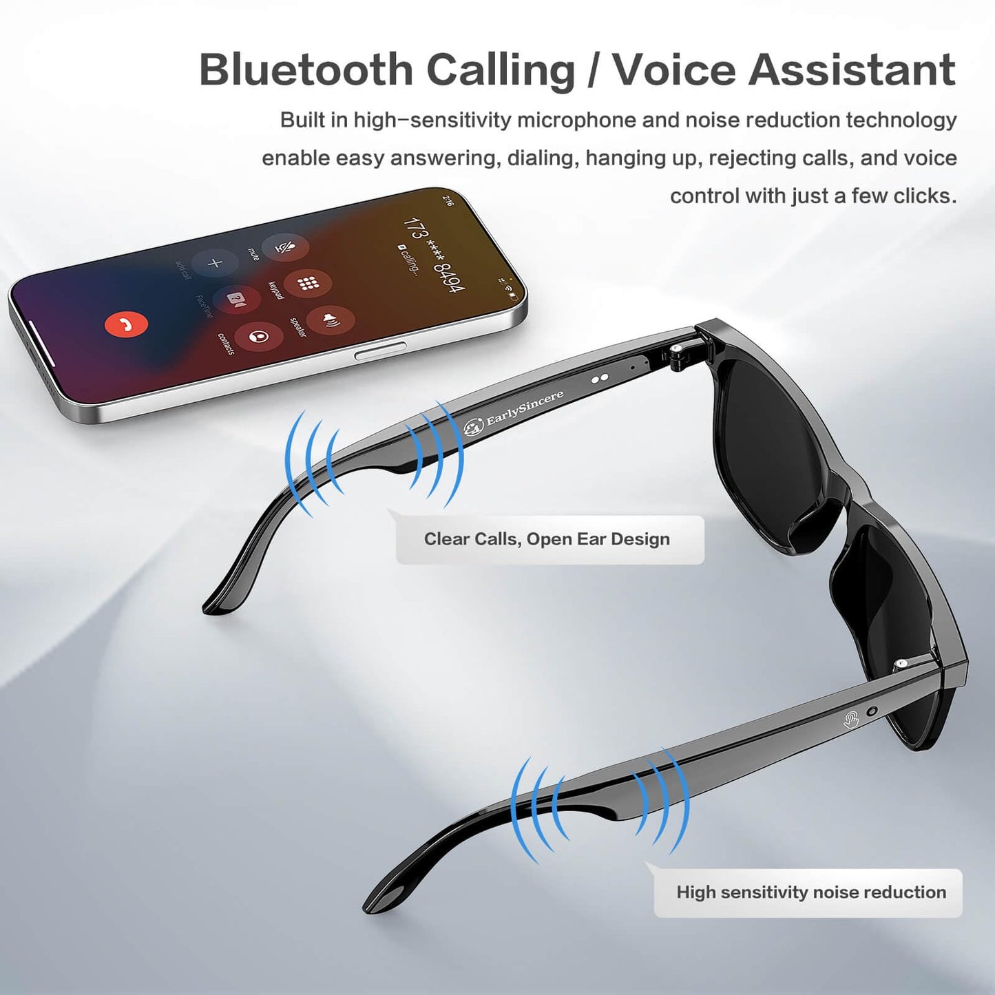 2025 Bluetooth Smart Glasses for Men Women with 164 Language Translation,7 Day Ultra-Long Standby,UV Protection,IP65 Waterproof,Wireless Music & Calls,Multifunctional Sunglasses for Android iOS