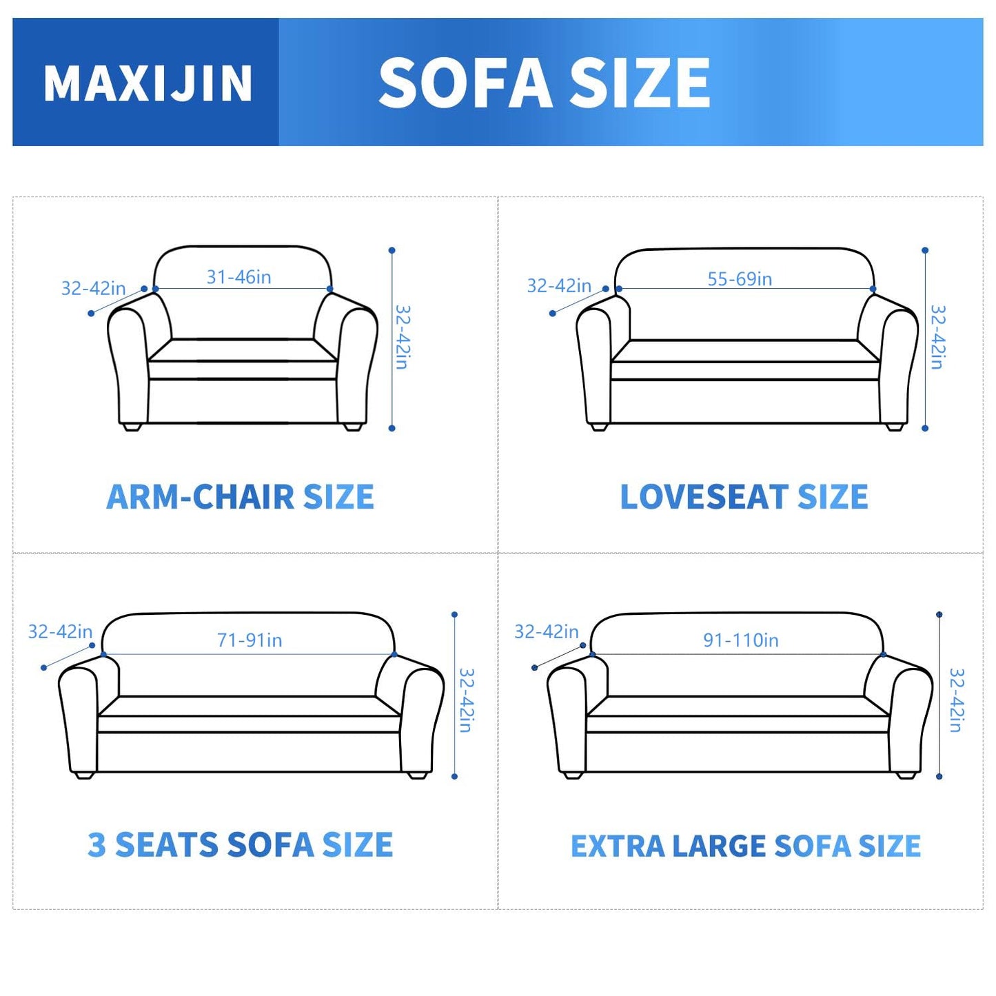 MAXIJIN Super Stretch Couch Cover for 3 Cushion Couch, 1 Piece Universal Sofa Covers Living Room Jacquard Spandex Furniture Protector Dogs Pet Friendly Fitted (Large, Gray)
