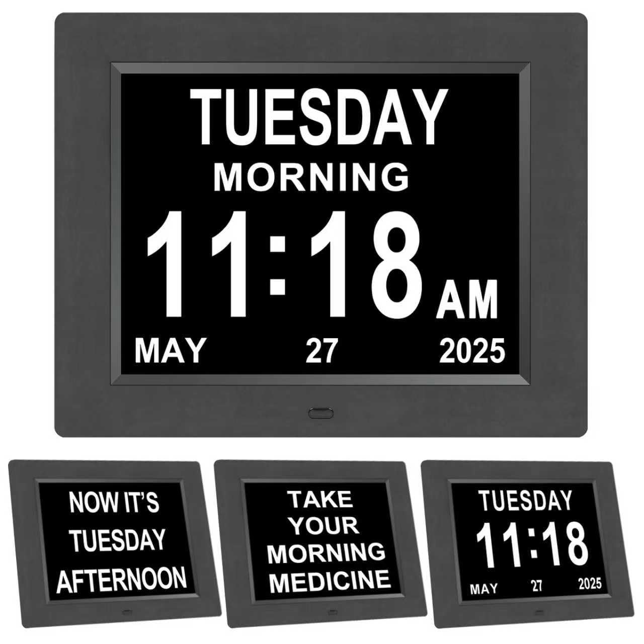 Dementia Clock for Seniors Clock with Date and Time for Elderly-8 Alarm Option & Auto-Dimming 8 Inch Large Number Display Digital Calendar Day Alzheimers Clock