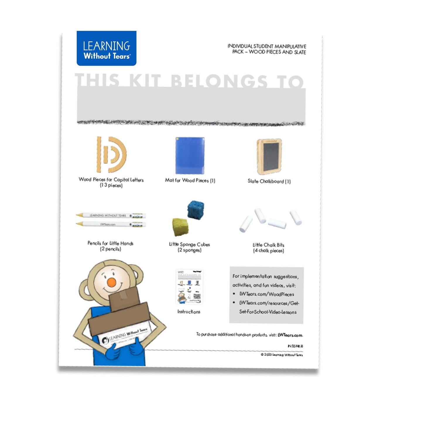 Learning Without Tears Hands-On Student Pack for Building and Practicing Capital Letters and Numbers