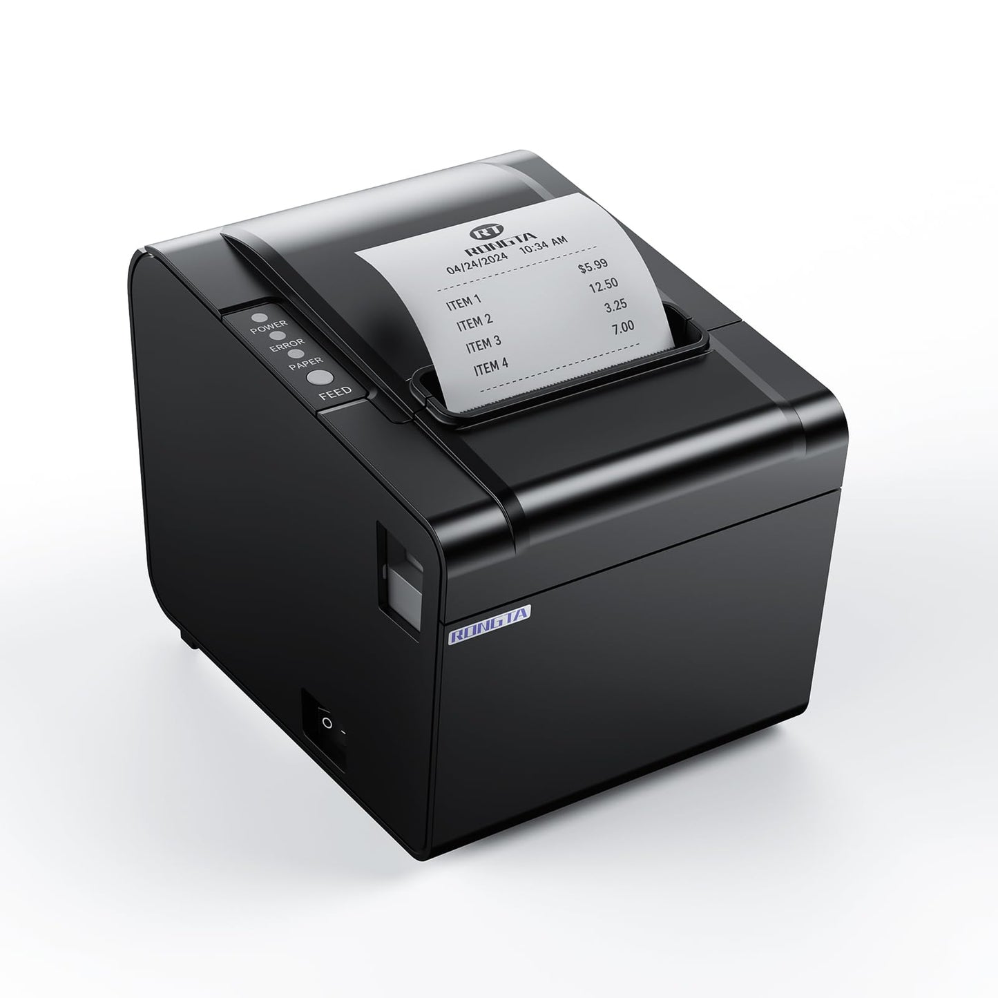 Rongta POS Receipt Printer, 80mm Thermal Printer, ESC/POS, Restaurant Kitchen Printer with Auto Cutter Support Cash Drawer,USB Serial Ethernet Receipts Printer for Small Business,Not for Square
