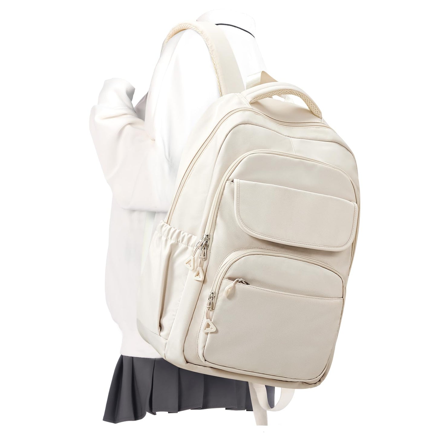 School Backpack for Women Men High School Bag for Boys Girls Teens Waterproof College Laptop BackpackBackpack Carry on(Beige)
