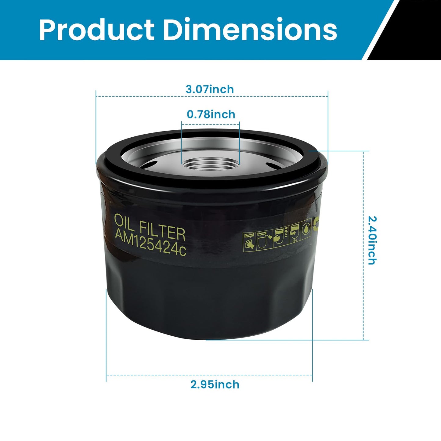 4 Pack AM125424 Oil Filter for John Deer AM125424c GY20577 D140 D130 D110 D105 X350 X320 X300 S140 S110 S100, Replace for Kawasaki 49065-7007 49065-0721