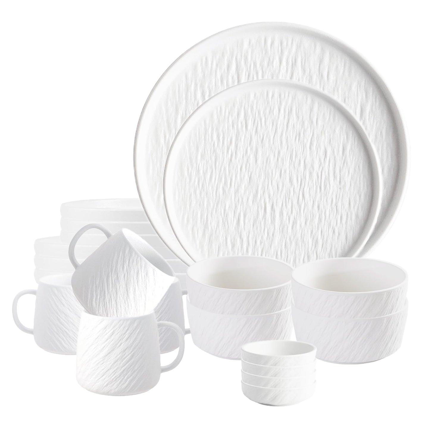 AOSIFIEL Matte Ceramic Dinnerware Set for 4, 16 Pieces, Plates and Bowls Set Porcelain, Dish Set for 4, Dishware Sets Stoneware Dinner Set de Vaisselle Ensemble de Vaisselle