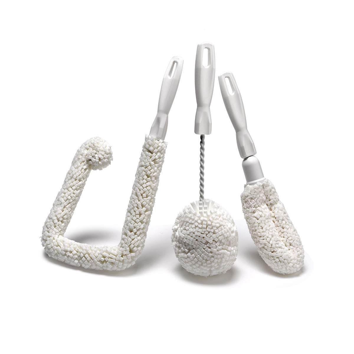 Set of 3 Glassware Cleaning Brush Kit - Non-Scratch, Foam Wine Glass Cleaning Brush Set for Glassware, Decanter, Mug, Stemware - for Home, Restaurant, Bar, Hotel - by FryOilSaver Co.