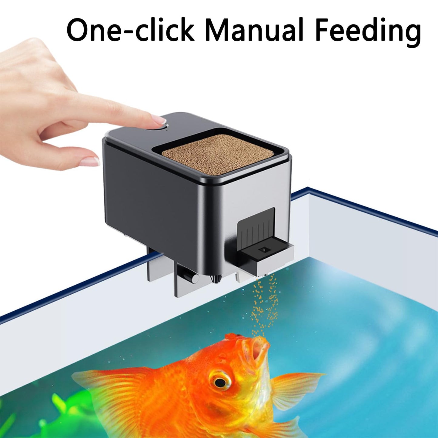 GEZIEKID WiFi Automatic Fish Feeder for Aquarium, Food Dispenser for Fish Tank with App Control, USB Powered, Suitable for Small Fish Tank Pelleted Food, Black