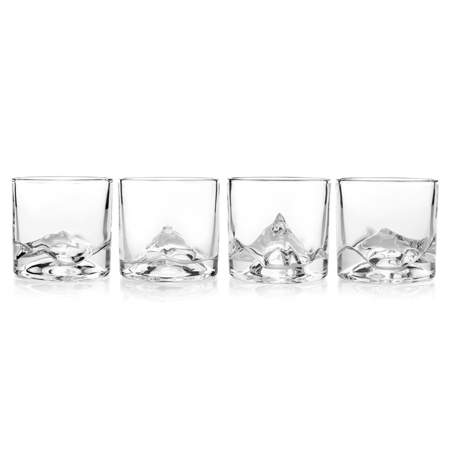 LIITON The Peaks Heavy Crystal Whiskey Glasses Gift Set of 4, Thick Freezable Bourbon Glass 1lb Each, Premium Whiskey Gifts for Men, Frozen Crystal Chills Cocktails, 10 oz