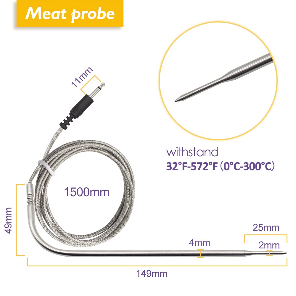 INKBIRD IBT-4XS BBQ Thermometer Bluetooth Meat Thermometers, 150ft Wireless Meat Thermometer with 4 Probes, Meat Thermometer Wireless Probe for Smoker Grill Oven Kitchen Cooking