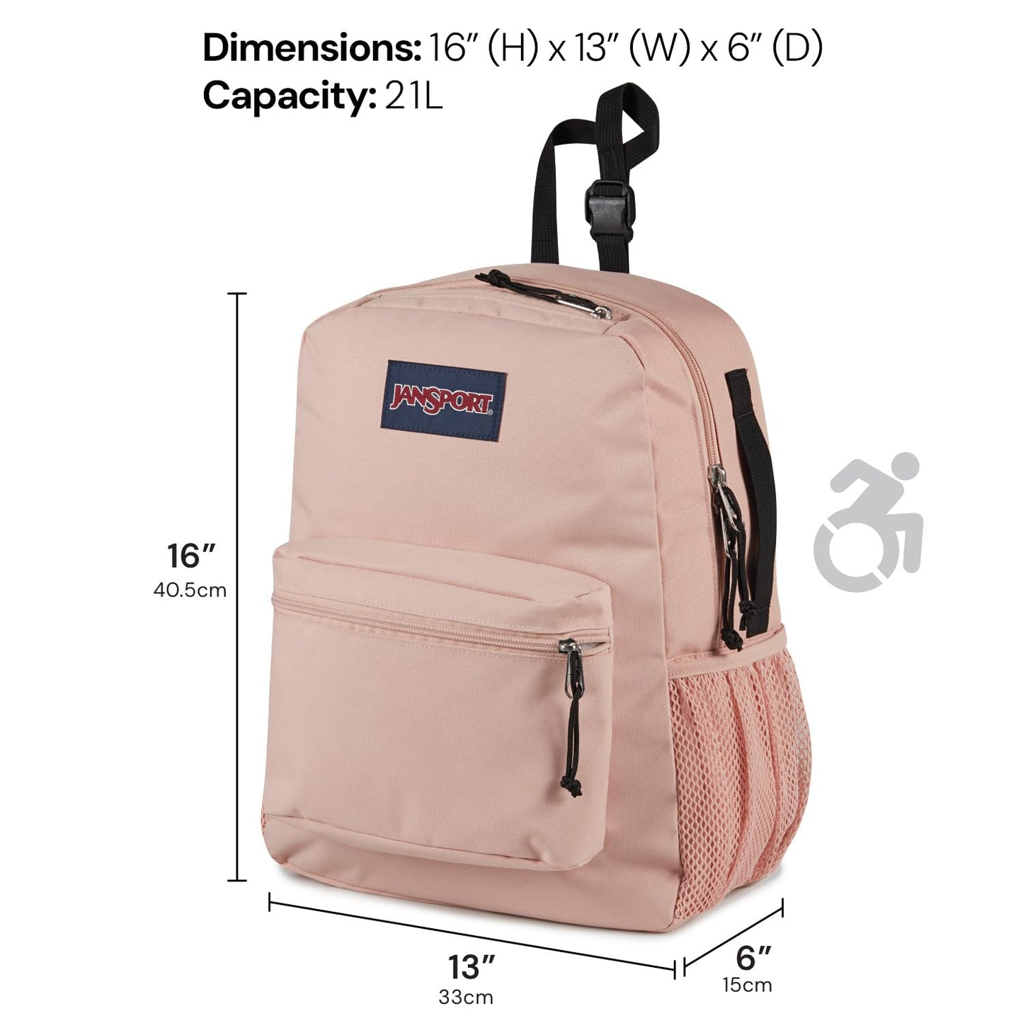 JanSport Central Adaptive Backpack – Wheelchair & Walker Compatible, Tuck-Away Shoulder Straps, Adjustable Backrest Loops & Anchor Straps, Blue Dusk
