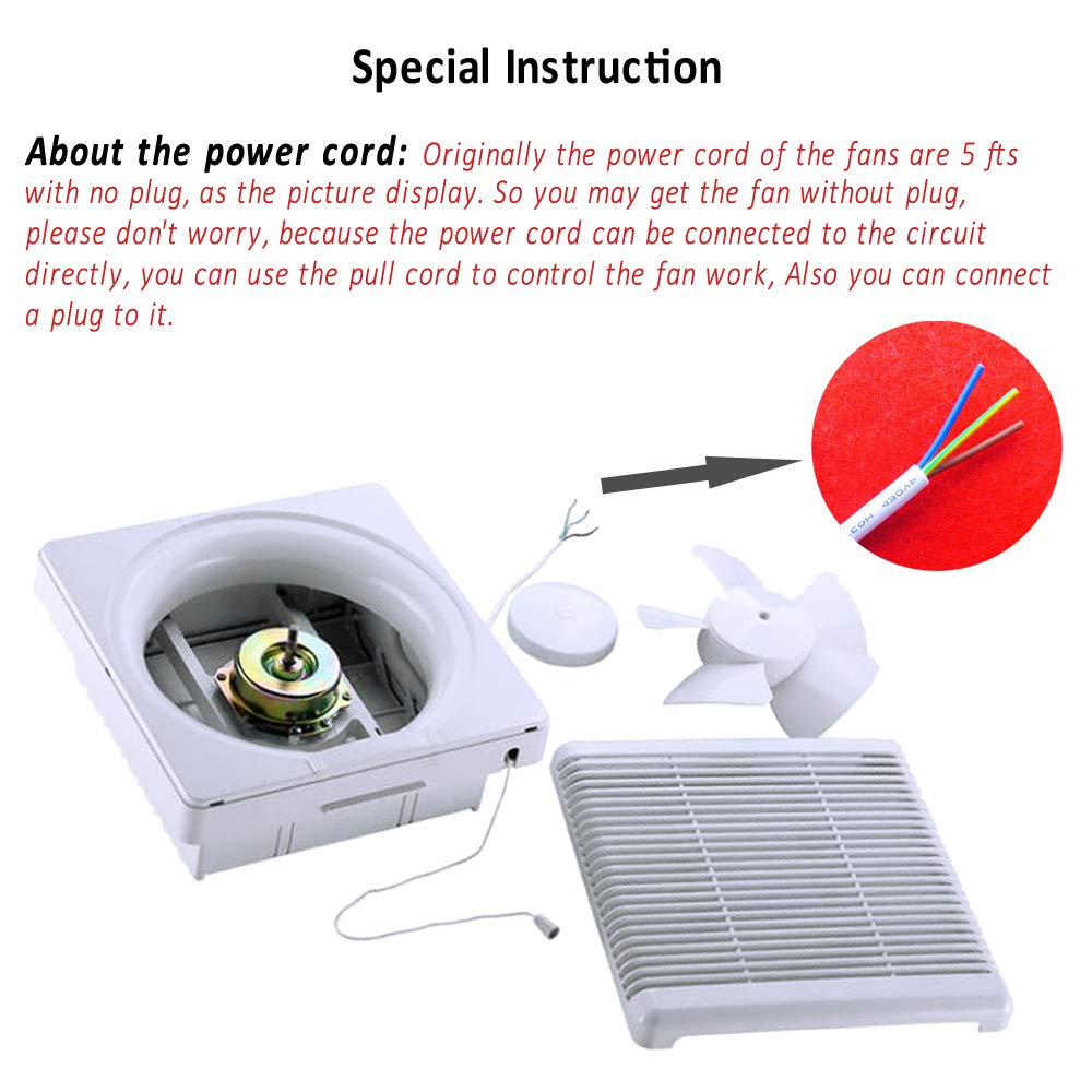 SAILFLO 8 Inch Wall Mounted Exhaust Fan Double Direction Air Extractor for Bathroom Kitchen Attic Window Basement, 8" Propeller - 12"×12" Panel - 300 CFM Reversible Airflow