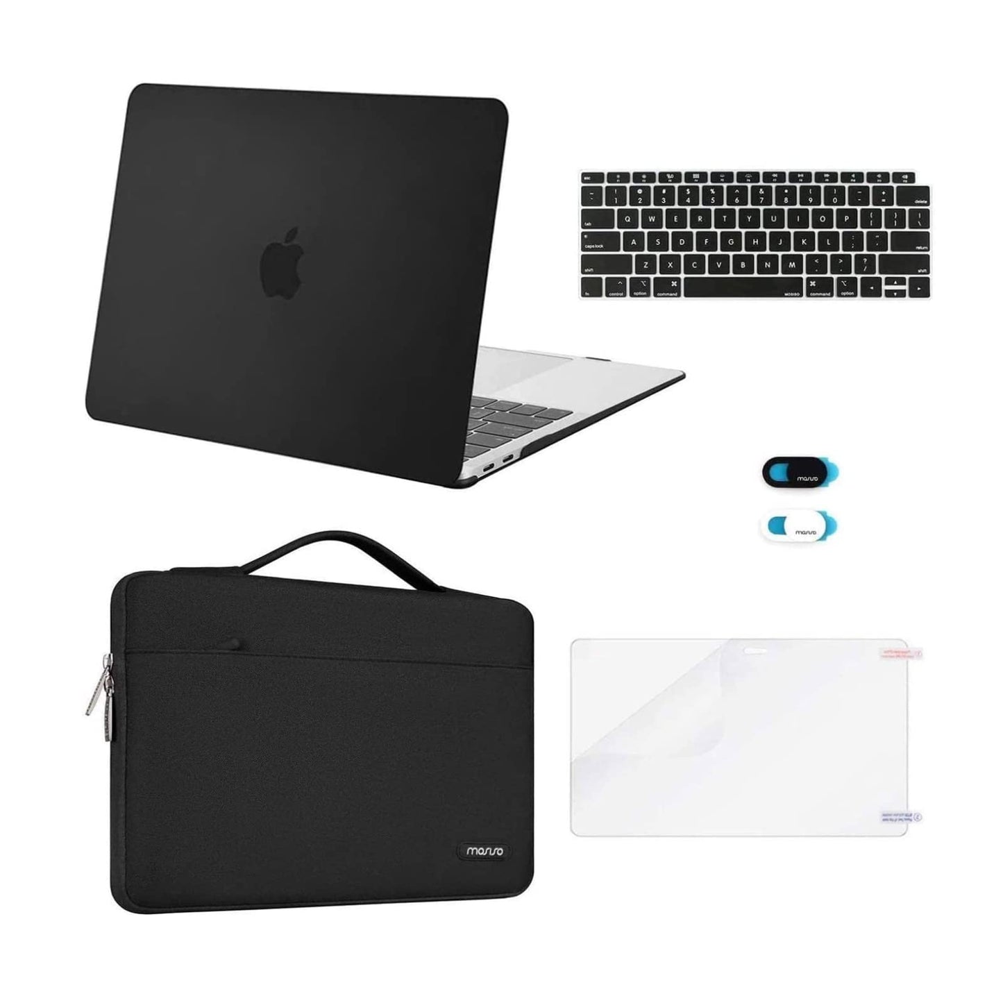 MOSISO Compatible with MacBook Air 13 inch Case M1 Chip 2021 2020 2019 2018 Release A2337 A2179 A1932 Retina Display, Plastic Hard Shell Case&Bag&Keyboard Skin&Webcam Cover&Screen Film, Black