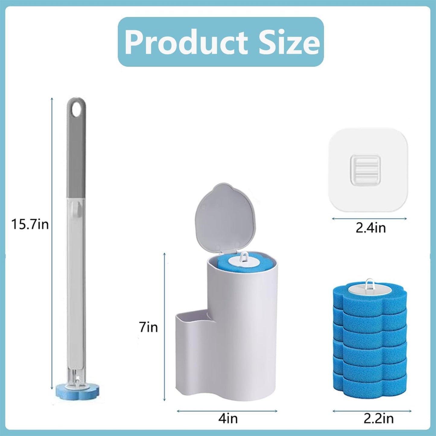 Disposable Toilet Brush with 54 Refill Heads, 2 Handles & Holders Included – No-Touch Toilet Bowl Cleaning System with Ocean Fresh Scent, Wall-Mounted or Freestanding Bathroom Cleaner