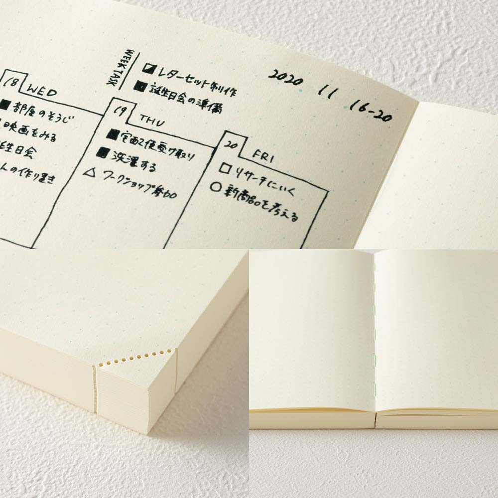 DESIGNPHIL Midori 15313006 Notebook, MD Notebook, Journal, A5, 1 Page Per Day, Dot Square A