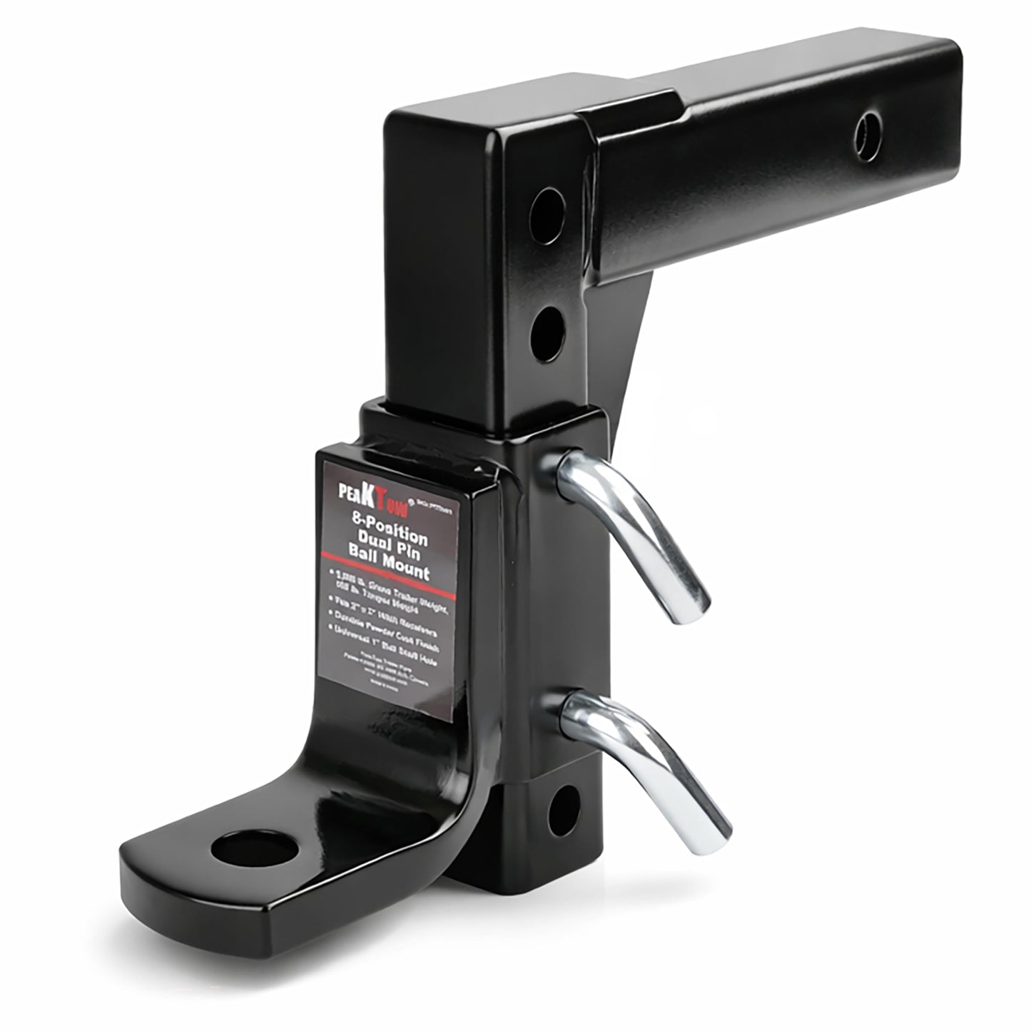 PEAKTOW Adjustable 8-Position Trailer Ball Mount Fits 2” Receiver, 9-1/2” Drop and 10” Rise, 5000lbs. GTW Capacity PTT0061