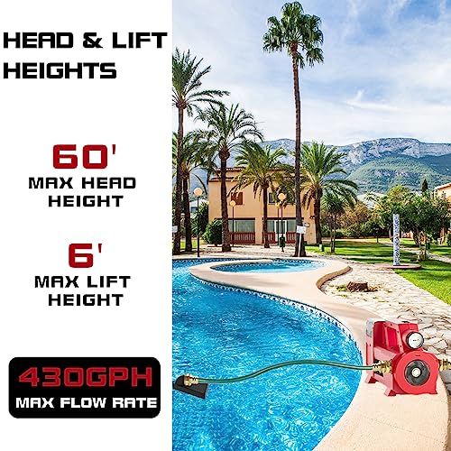 Crivnhar Water Transfer Pump Compatible for Milwaukee M18 18V Battery, 430GPH Portable Electric Utility Pump, Cordless Transfer Pump for Home, Pool, RV, Garden, Hot Tub, Ponds, Aquariums(No Battery)