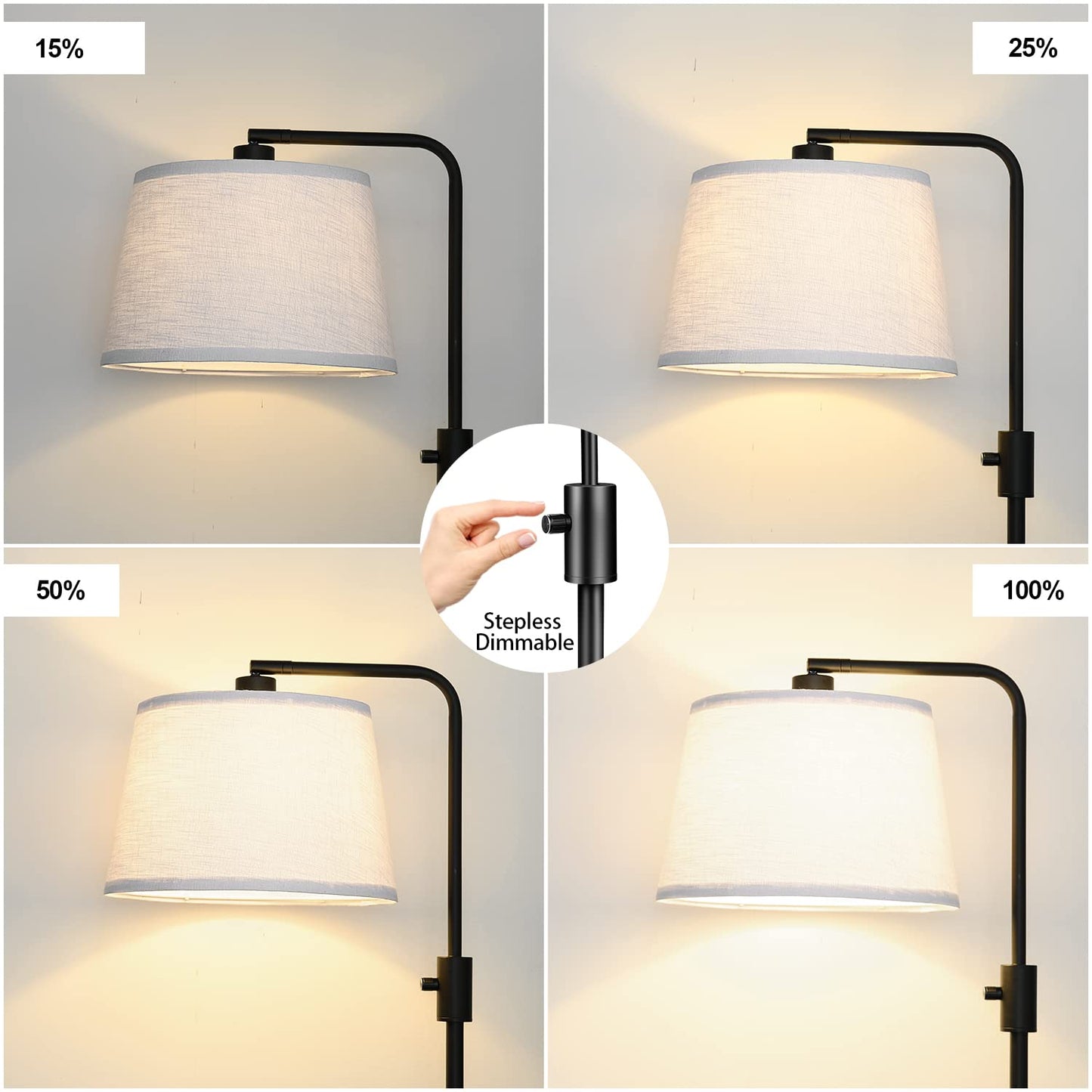 [Upgraded] Dimmable Floor Lamp, 1000 LM LED Edison Bulb Included, Arc Floor Lamps for Living Room Modern Standing Lamp, Tall Lamps for Living Room