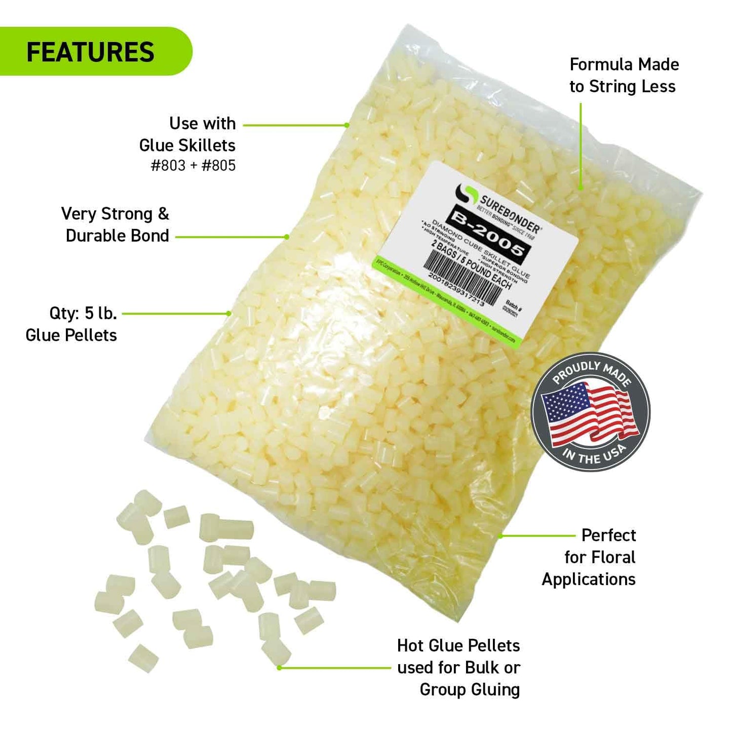 Surebonder B-2005 Skillet Stik Bag Hot Melt Glue, 5 lb.