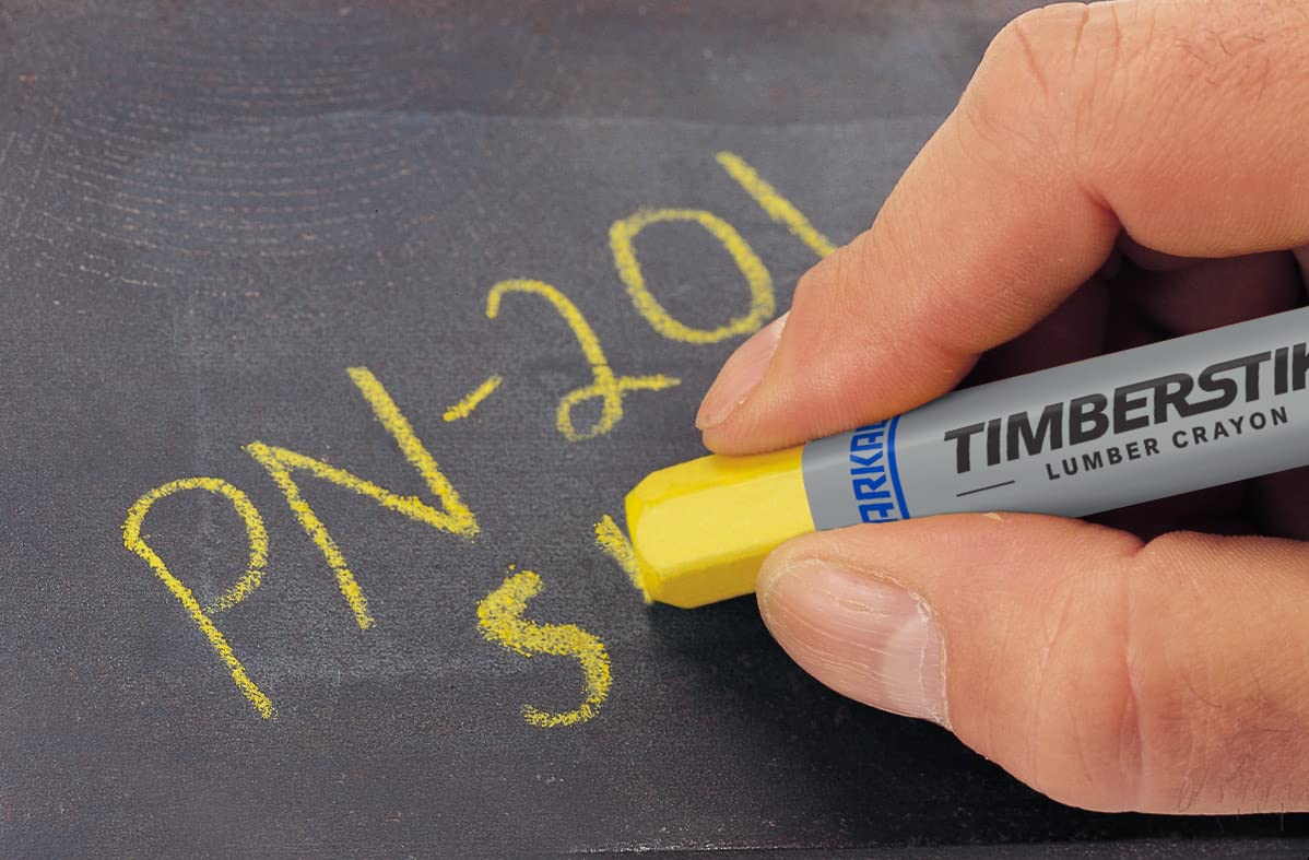 Markal 200 Lumber Crayon Economical Wax Based Marker, 1/2" Hex, 4-5/8" Length, Yellow (Pack of 12)