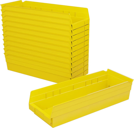 Akro-Mils 30138 18-Inch by 6-Inch by 4-Inch Plastic Nesting Shelf Bin Box, Yellow, Case of 12