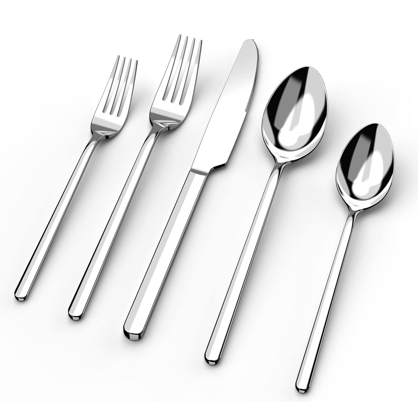KINGSTONE 40 Piece Silverware Set, Silverware Set for 8, 18/10, Mirror Polished Stainless Steel, Modern Design, Dishwasher Safe