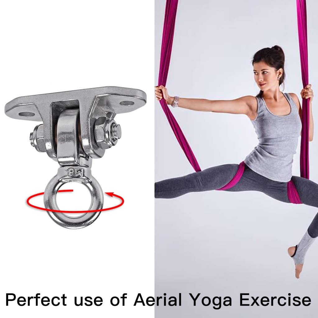 Heavy Duty 360° Swivel Swing Hanger, Stainless Steel Swing Hook for Ceiling Wooden Porch Swing Hanging kit Playground Gym Rope Boxing Hammock Chair Yoga Trapeze 1500 lb Capacity