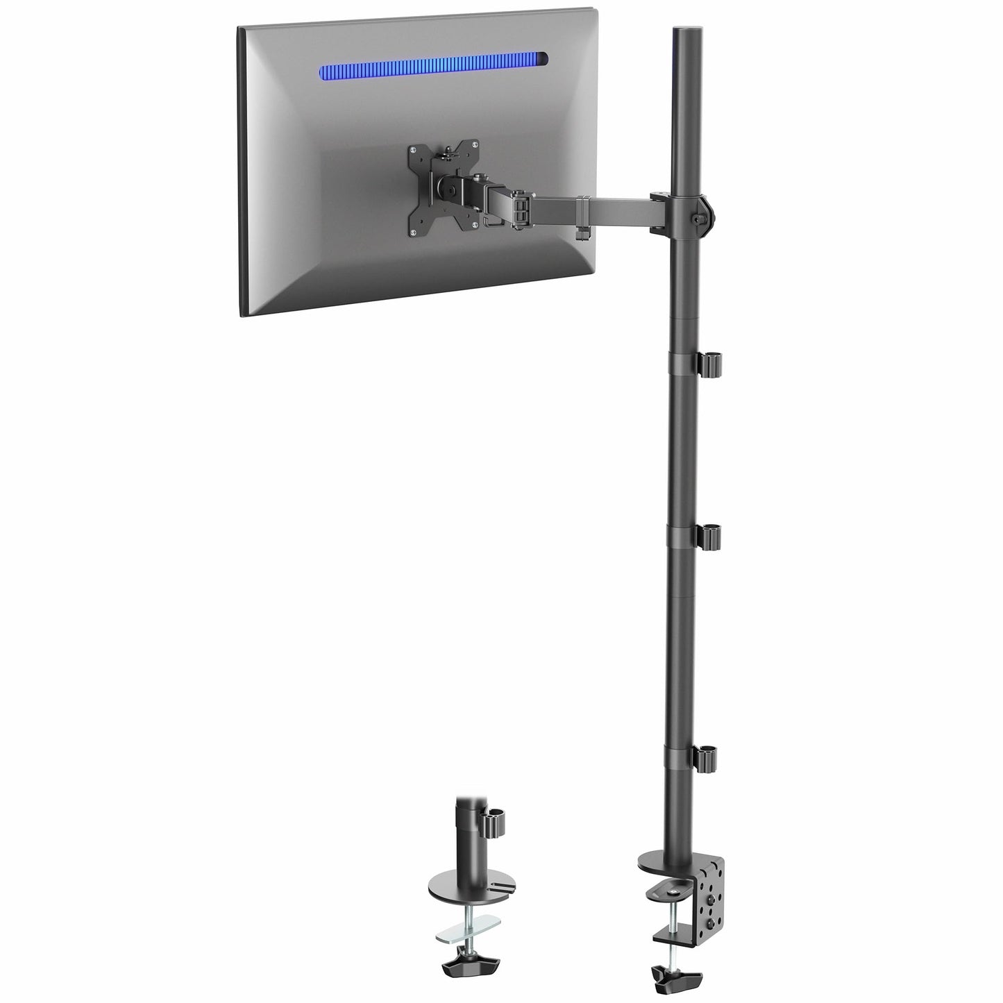 VIVO Extra Tall Single Monitor Desk Mount Stand with 39 inch Pole. Features Full Adjustability - Tilt and Articulation, Holds 13 to 32 inch Screens up to 22 lbs with VESA Mounting, Black, STAND-V011