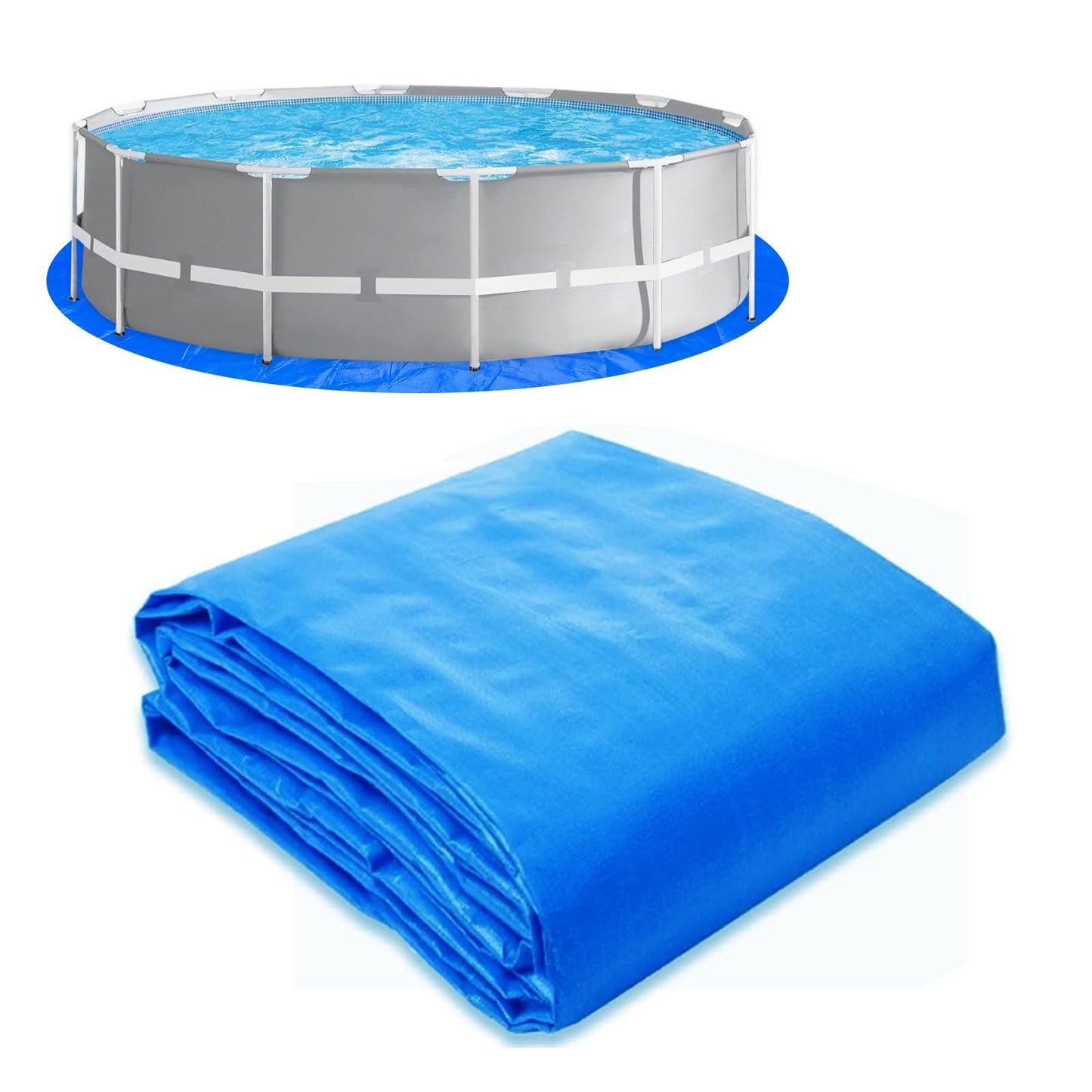 ACRSIKR Round Pool Liner, 15 FT Pools Mats Pad for Above Ground Swimming Pool Outdoor Pool Tarp Liner