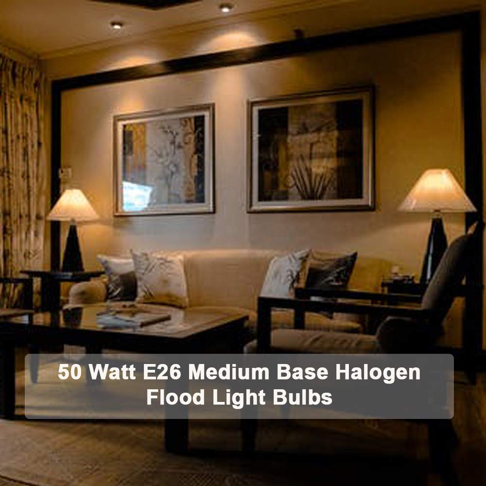Haraqi 8 Pack PAR20 50W 120V E26 Medium Base Halogen Flood Light Bulbs, Dimmable Bulbs for Range Hood Lights, Ceiling Fan, Table Light