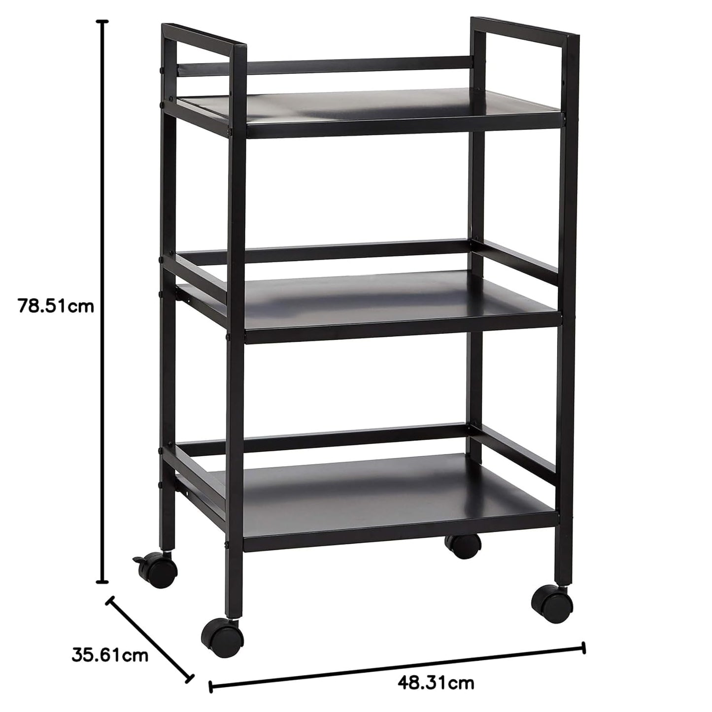 Amazon Basics 3-Tier Metal Rolling Cart, Black