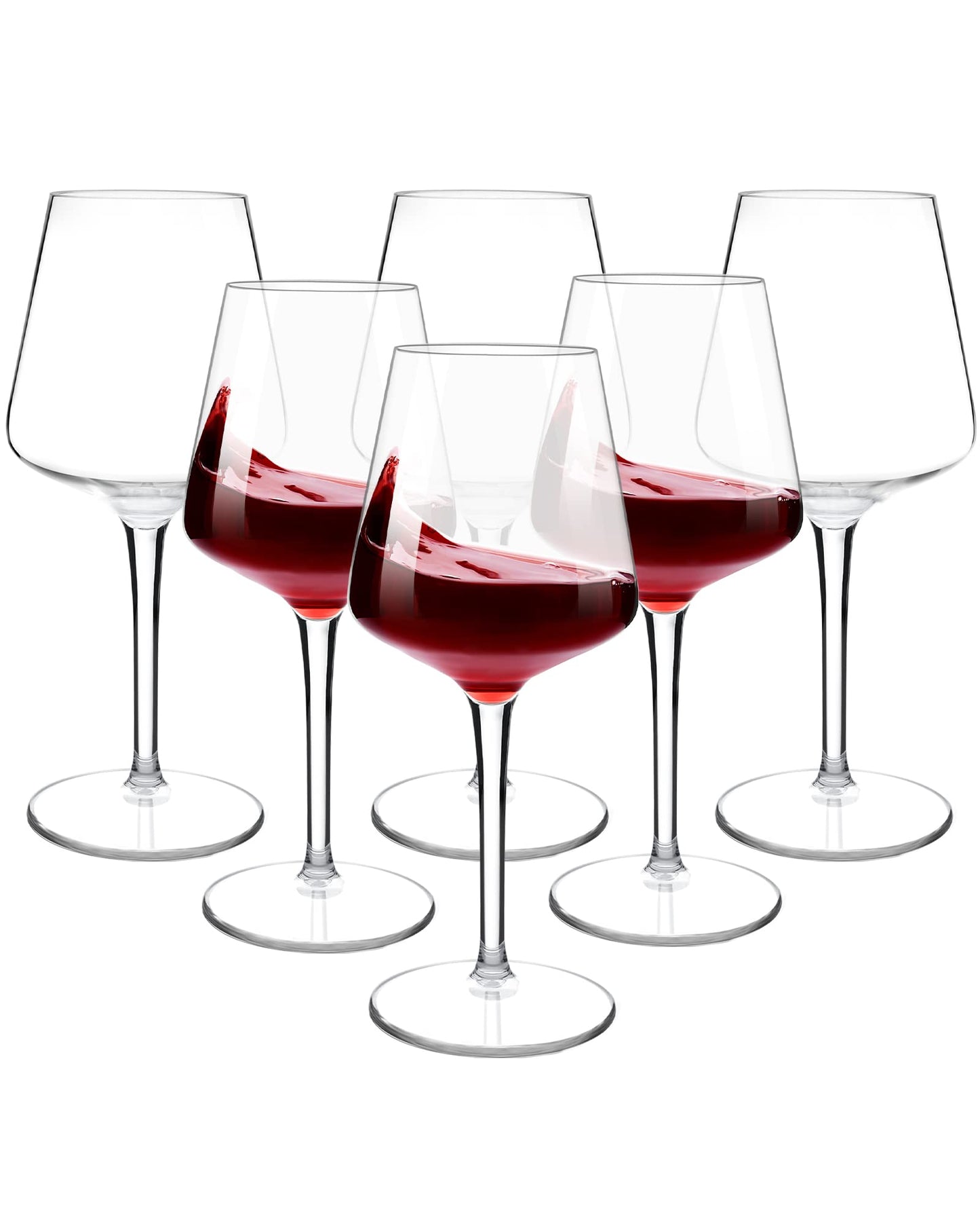 MICHLEY Floating Wine Glasses for Pool, Modern Red Wine Glasses Set of 6(15oz), Reusable Tritan Plastic Goblet,Shatterproof White Wine Cups for Outdoor
