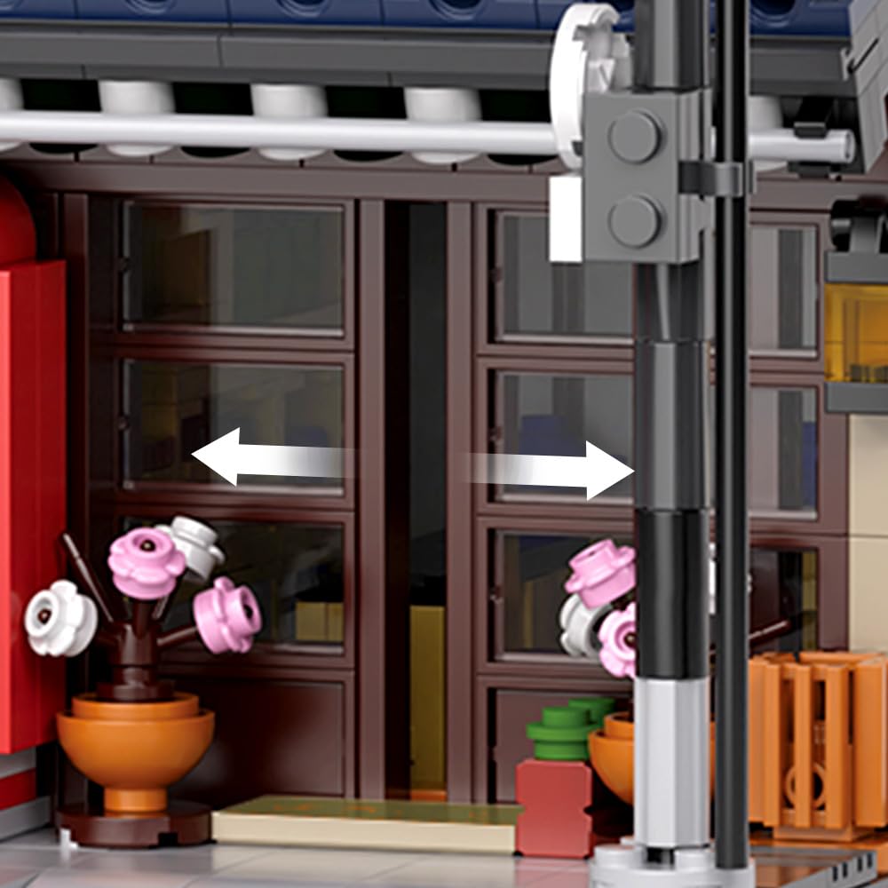 Japanese Tea House Mini Building Set with LED - Japanese Street View Simulation Architecture Construction Toy,Mini Brick 1219pcs