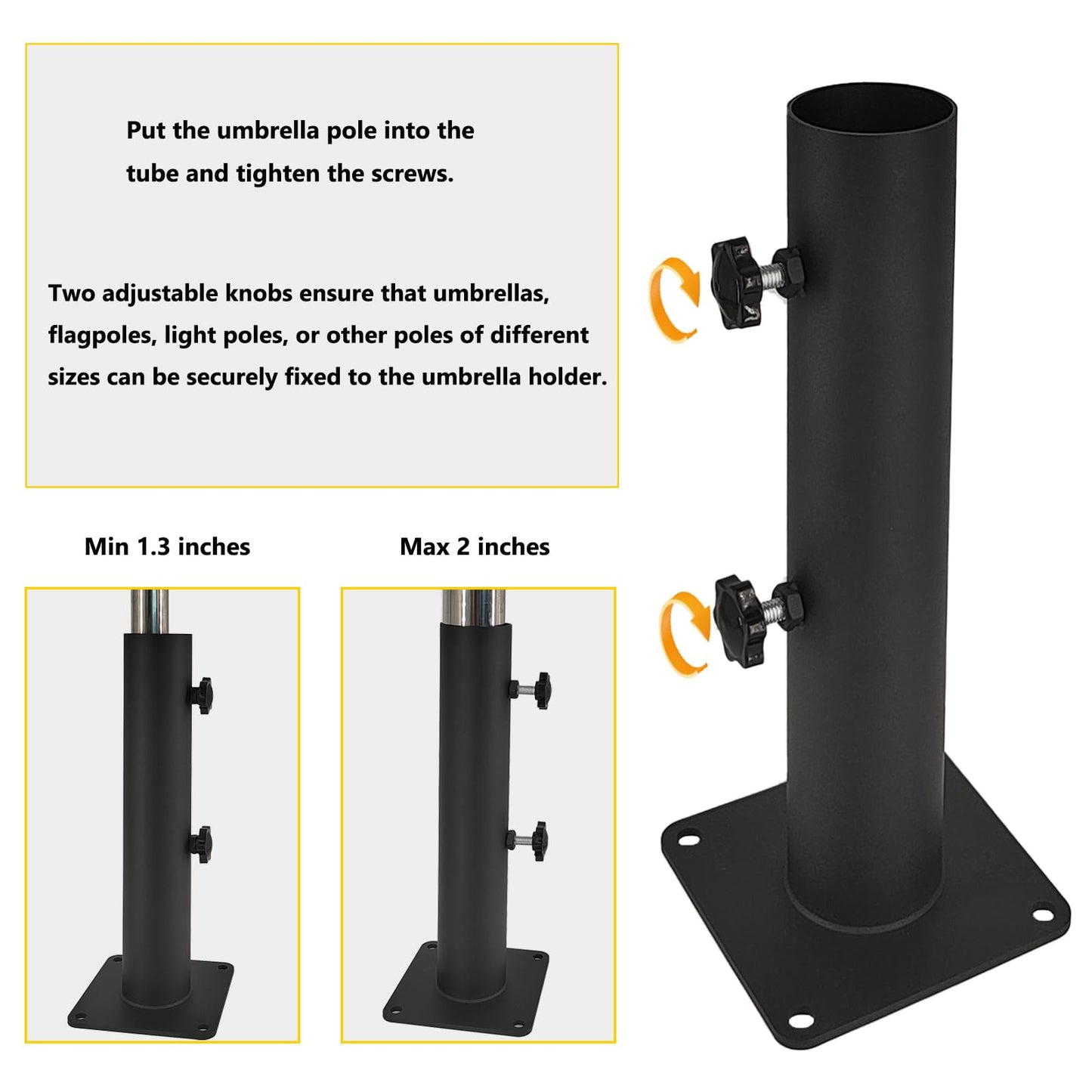 VANROUG Patio Umbrella Bases Heavy Duty Umbrella Holder Outdoor Umbrella Base Stand Mount Umbrella Clamp for Decks, Docks, Patios, Garden, Pontoons, Picnic Tables (1)