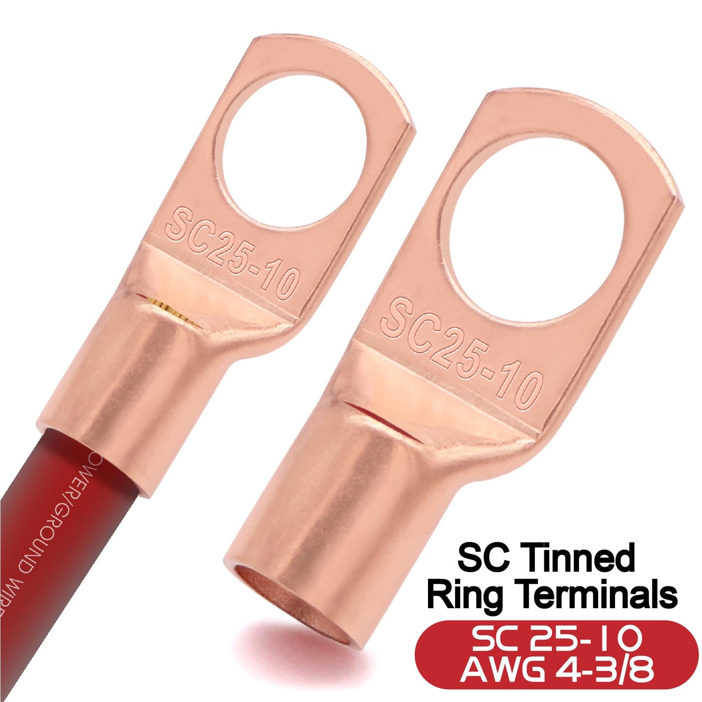 4 Gauge Wire (25ft Each- Black/Red) Copper Clad Aluminum CCA,20pcs Lugs Terminal Connectors with 3:1 Heat Shrink Tube for Power/Auto,Amplifier,Ground Cable