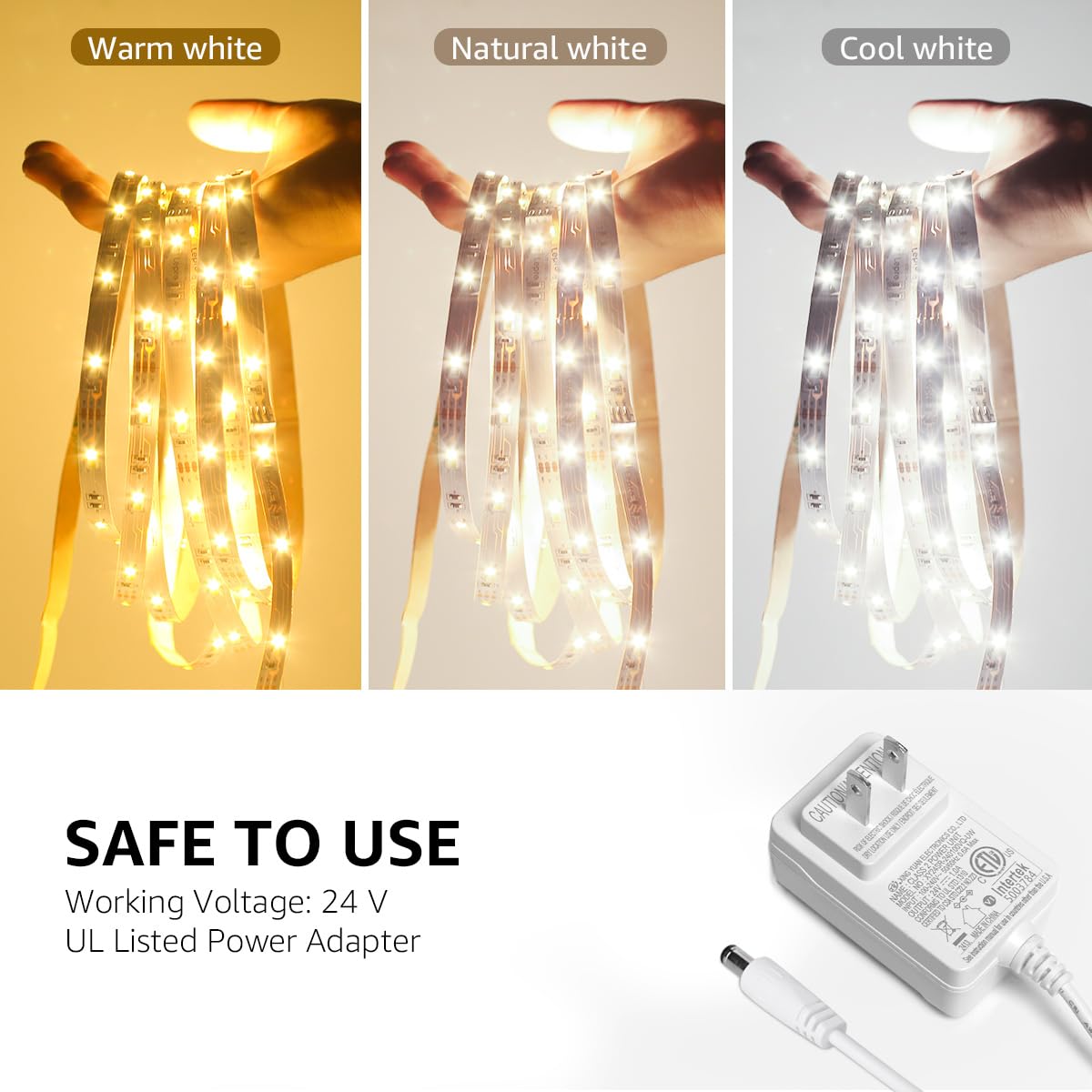 Lepro LED Strip Lights, 32.8ft Dimmable Light Strip, 3000-6000K Tunable White,600 LEDs SMD 2835 LED Tape Light for Bedroom Home Kitchen, Non-Waterproof