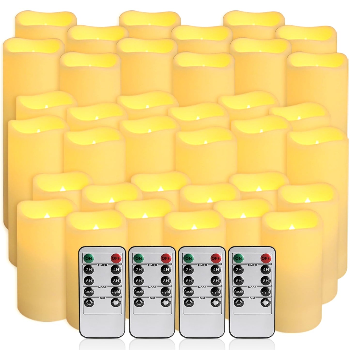 36-Piece LED Candles Set - 3 Sizes (Large, Medium, Small) - Flame Effect, Remote-Controlled, Safe & Energy-Saving for Home Decor & Emergency Use