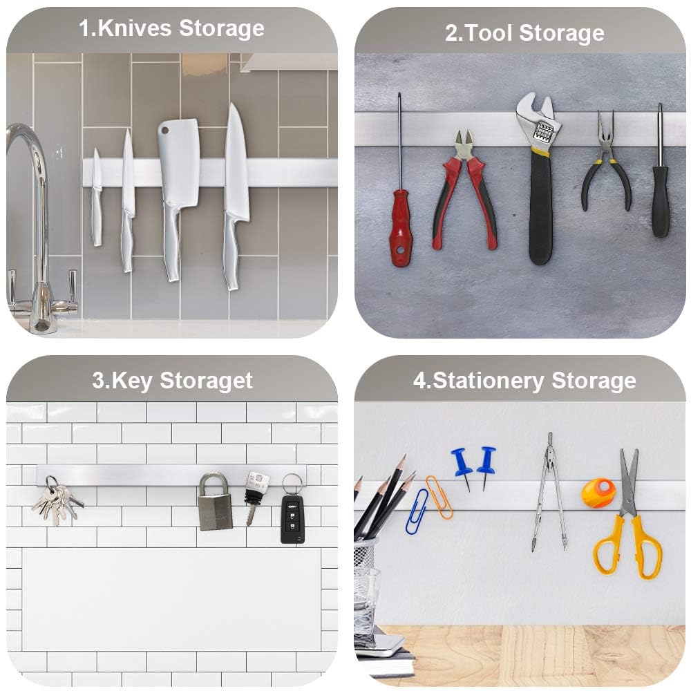 Ninonly 20 Inch Magnetic Knife Strip, Premium Stainless Steel Kitchen Knives Bar,Space-Saving Powerful Magnetic Knife Rack for Home Kitchen Utensil Holder, Art Supply Organizer & Tool Holder