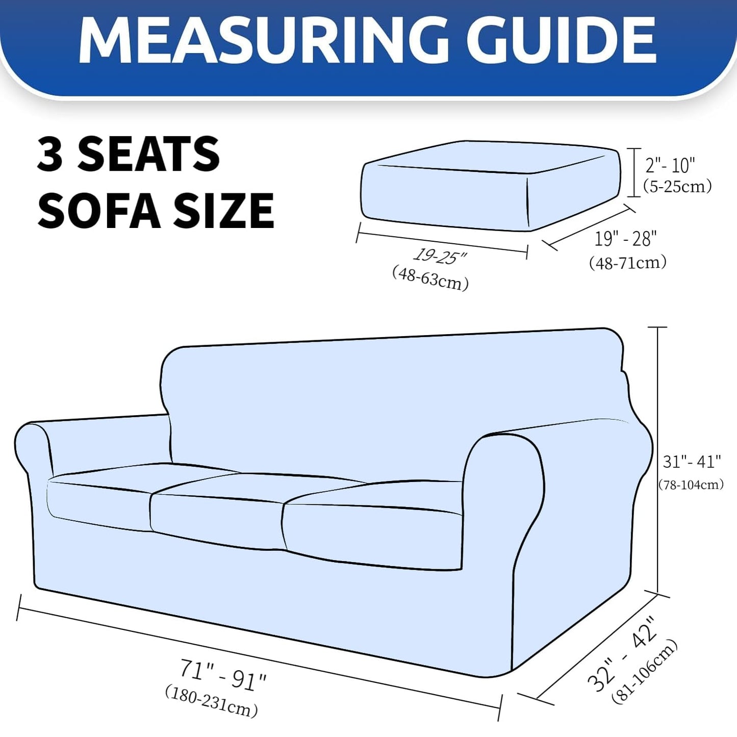 YEMYHOM Latest Checkered 4 Pieces Couch Covers for 3 Cushion Couch High Stretch Thickened Sofa Cover for Dogs Pets Anti Slip Elastic Slipcovers Living Room Furniture Protector (Sofa, Light Gray)