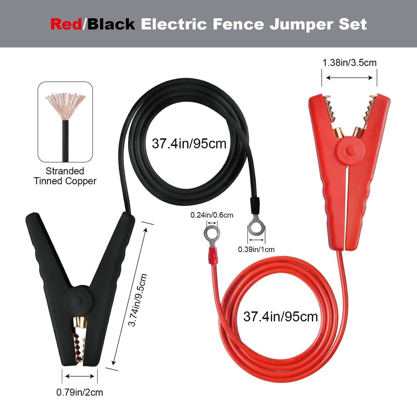 Electric Fence Grounding Rod Set, Ground Rod and Electric Fence Jumper Leads Cable with Alligator Clip, Warning Signs, Grounding Rod for Energizer and Electric Fence Charger